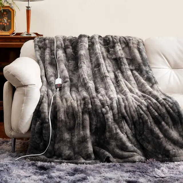 Tie-Dye Fabric Heated Electric Blanket purple