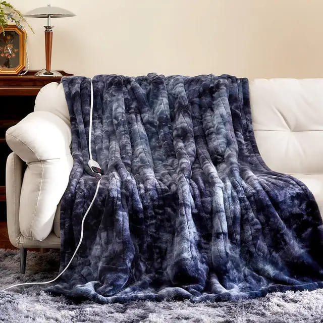 Tie-Dye Fabric Heated Electric Blanket purple