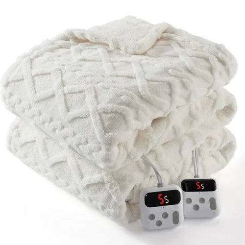 Diamond Quilting Heated Electric Blanket white