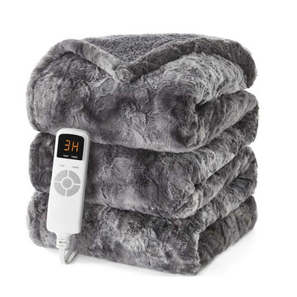 Long-Pile Fleece Heated Electric Blanket