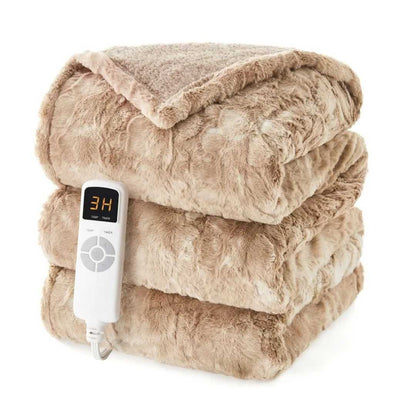 Long-Pile Fleece Heated Electric Blanket