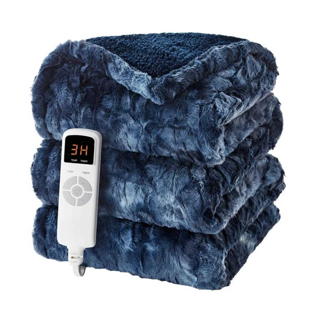 Long-Pile Fleece Heated Electric Blanket