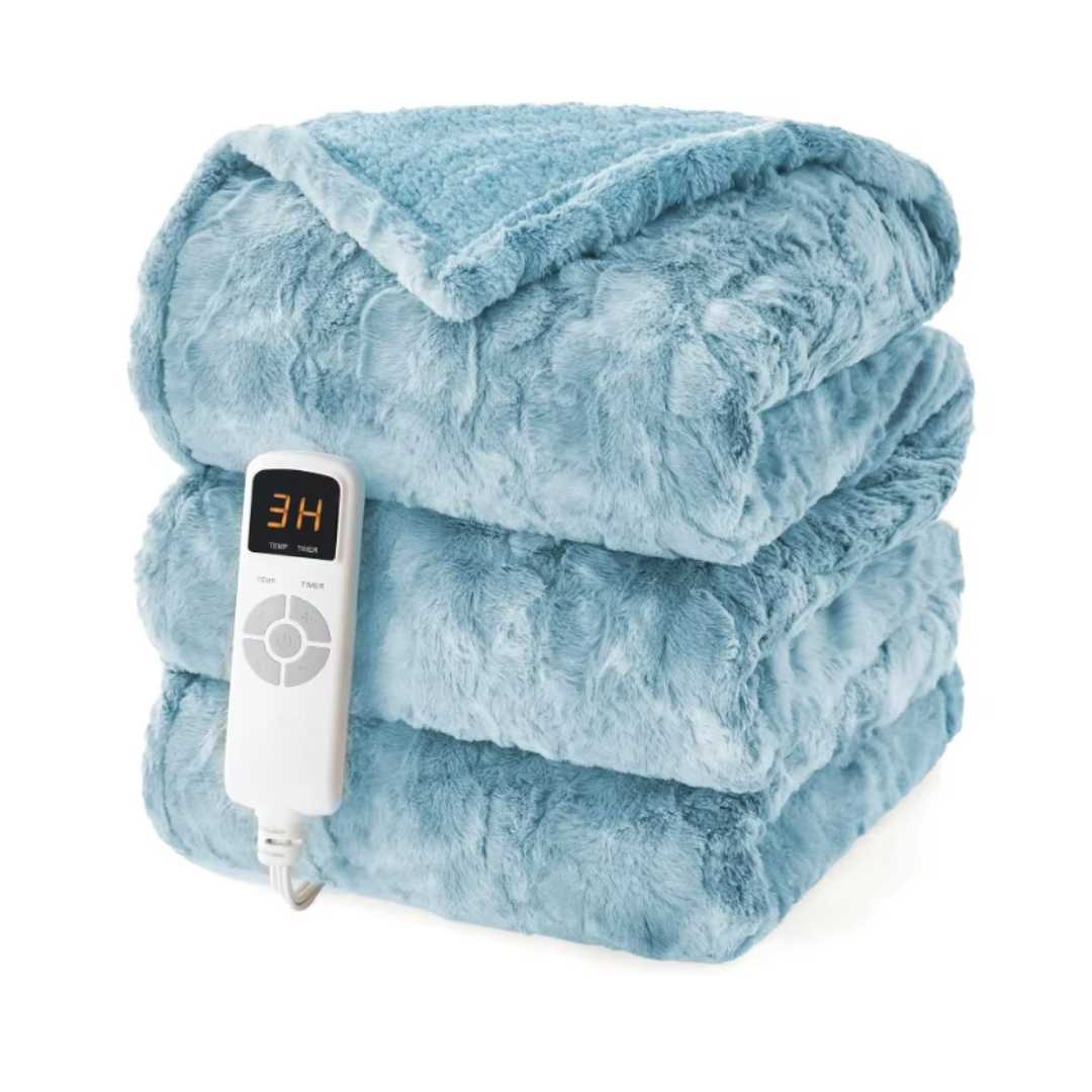 Long-Pile Fleece Heated Electric Blanket